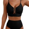 High Waisted 2 Piece Bikini Set, Adjustable Swimwear