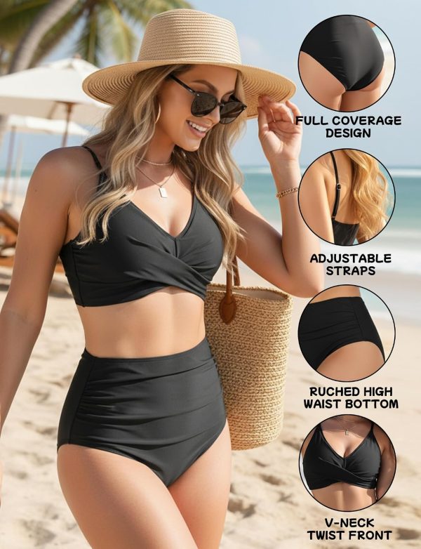 810UXYfwPnL._AC_SL1500_ Twist Front High Waist Bikini Set