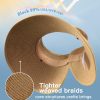 Wide Brim Straw Sun Hat with Ponytail Hole